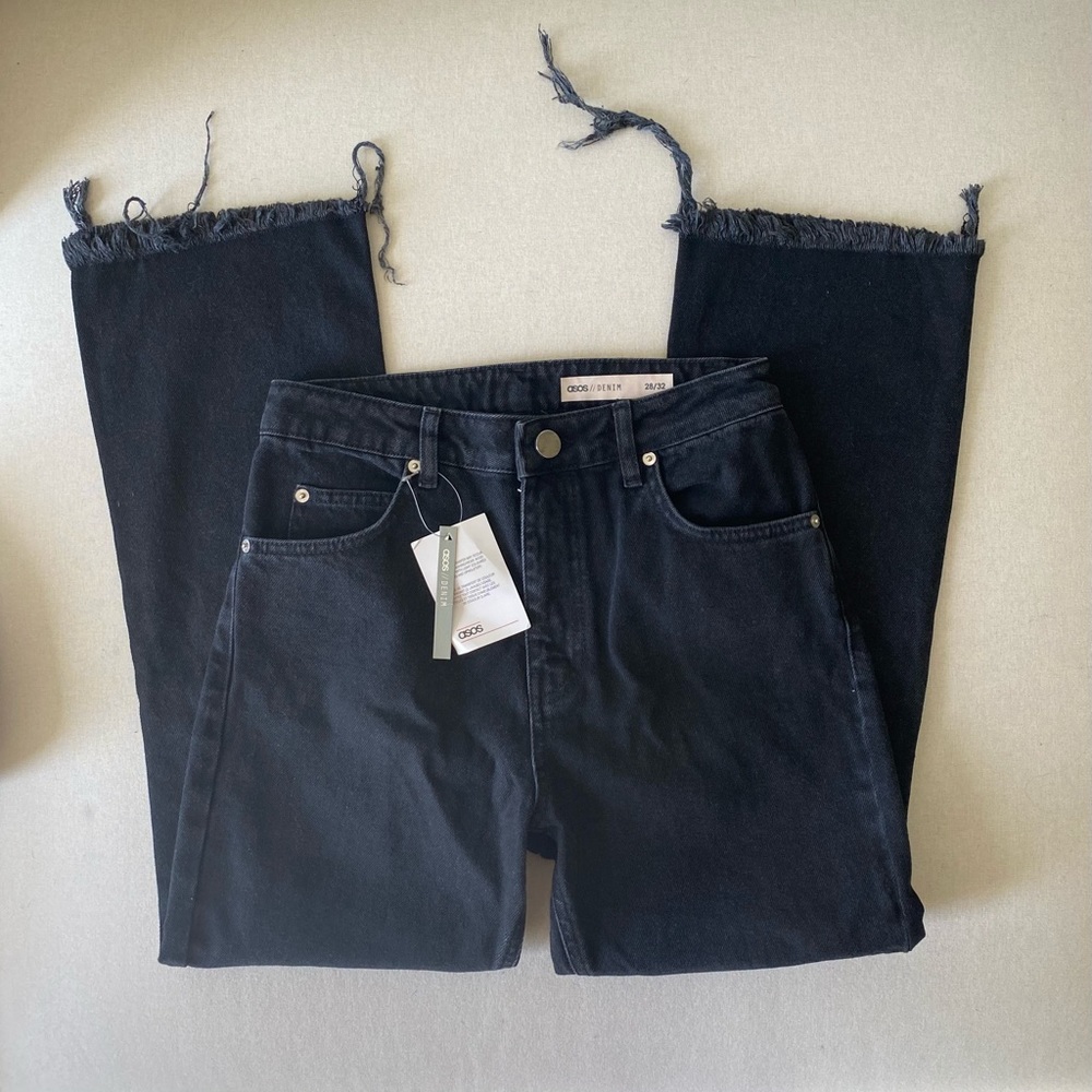 ASOS Denim High Rise Fray Jeans - Picture 4 of 5